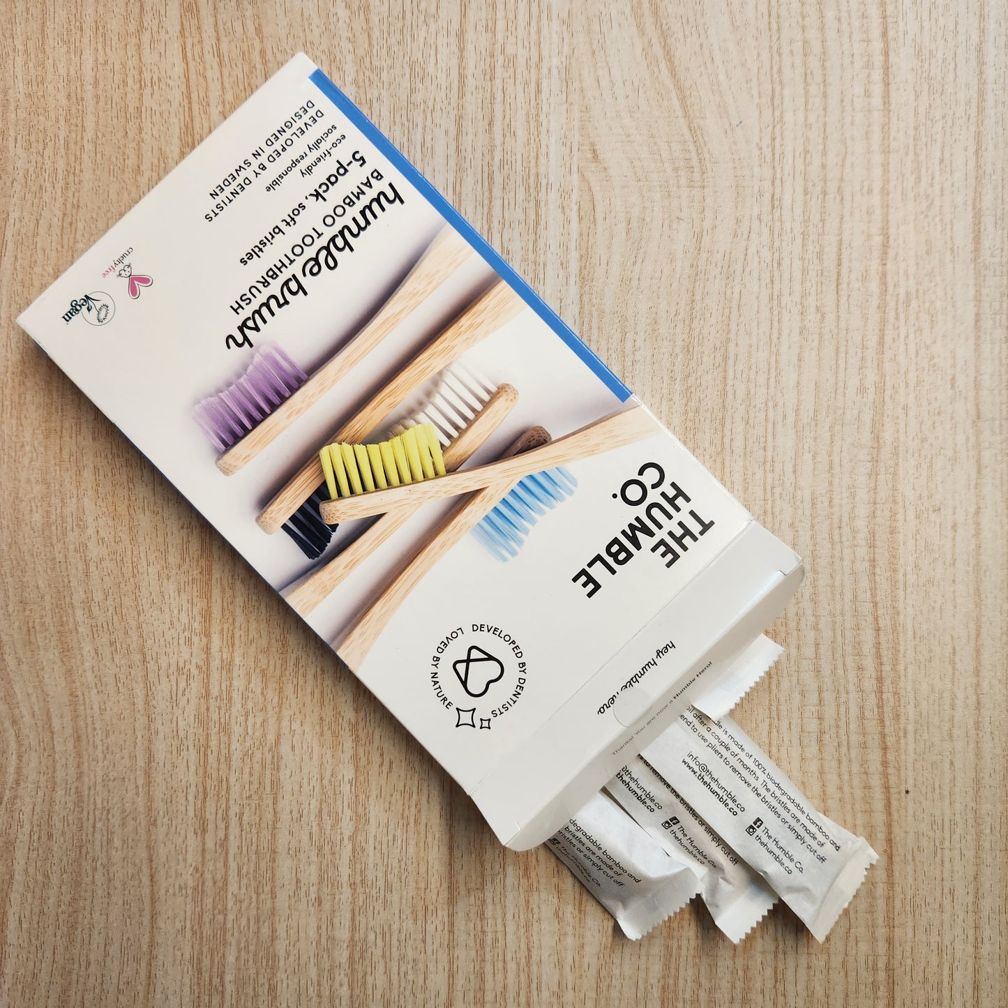 HUMBLE 竹牙刷五支家庭裝 Bamboo Toothbrush 5-pack, soft bristles