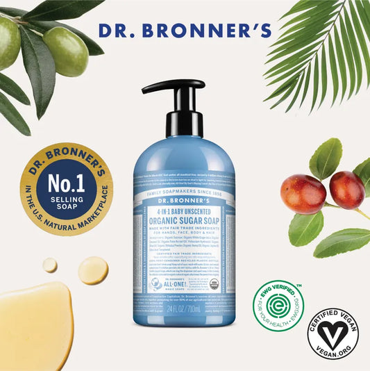 DR BRONNER'S 溫和嬰兒呵護沐浴露 24oz 4 in 1 蜜糖沐浴露 Sugar Soap