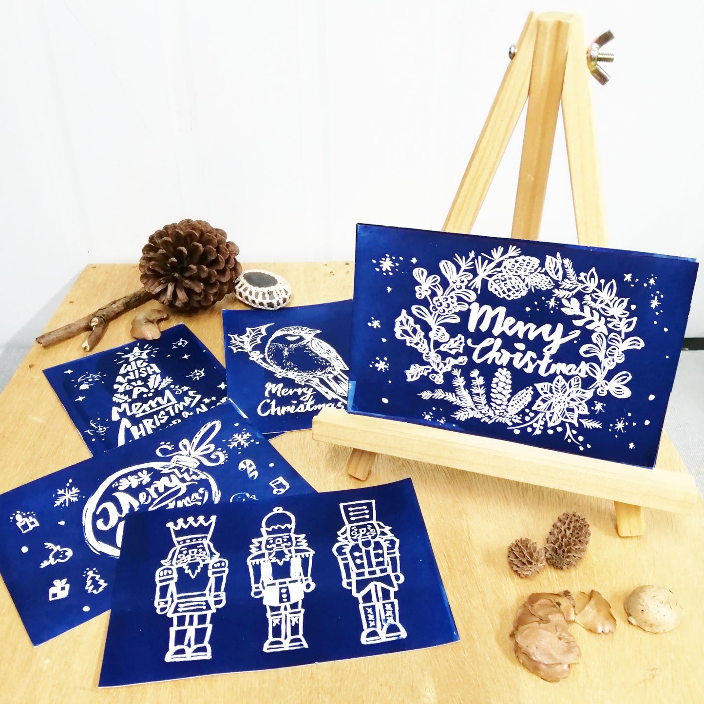 藍曬手工聖誕咭 Christmas card