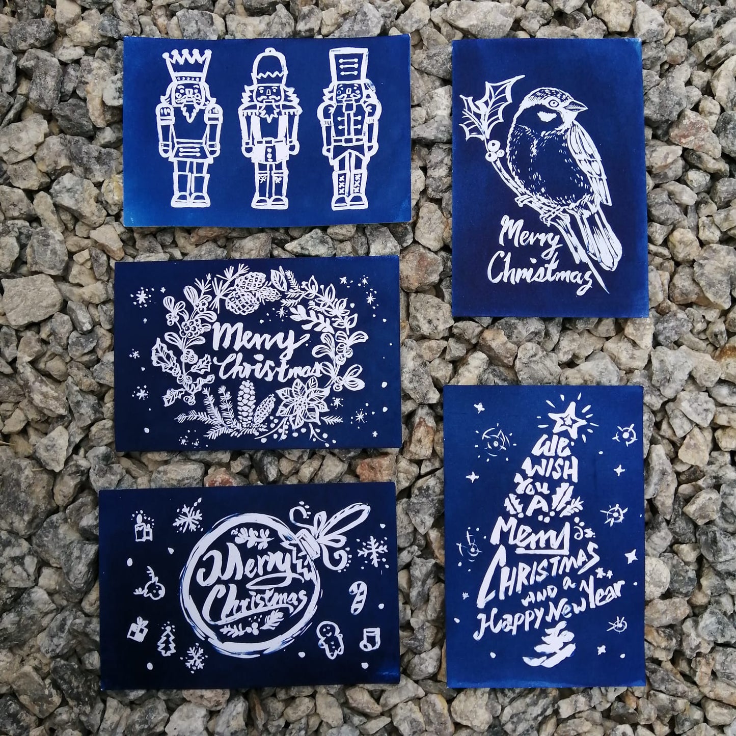藍曬手工聖誕咭 Christmas card