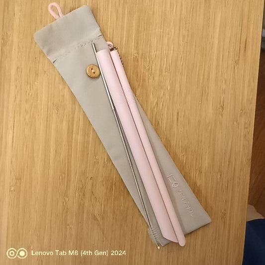 台灣品牌矽膠吸管&三稜膜戳組2.0 -仁舟淨塑 Taiwanese Brand Zen Zhou Silcone Reusable Straw, with brush (實色含伸縮刷)