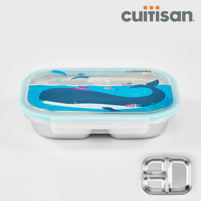 CUITISAN 嬰兒系列 三格分隔保鮮盒 Baby 3-compartment Food Tray (750ml) - BLUE
